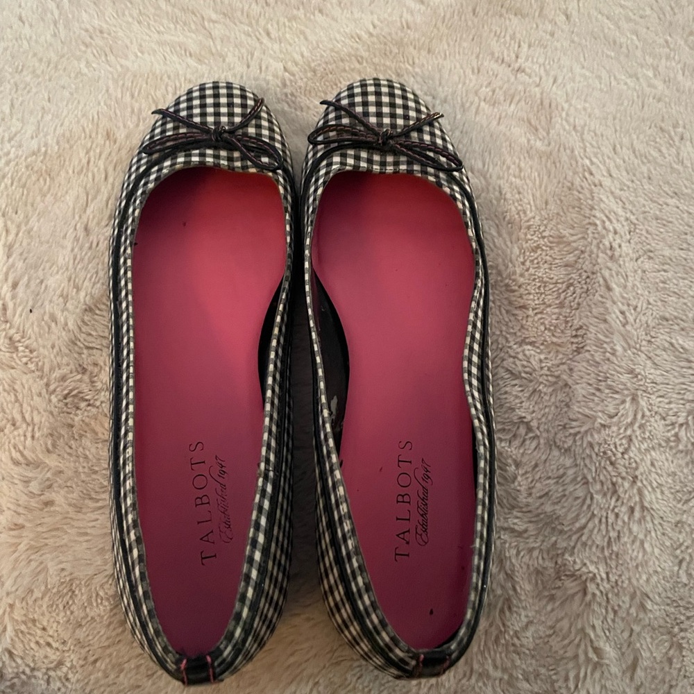 Talbots Black and White Gingham Flats